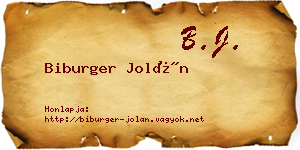 Biburger Jolán névjegykártya